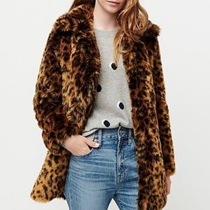 J. Crew Collection Leopard Faux Fux Coat NWT